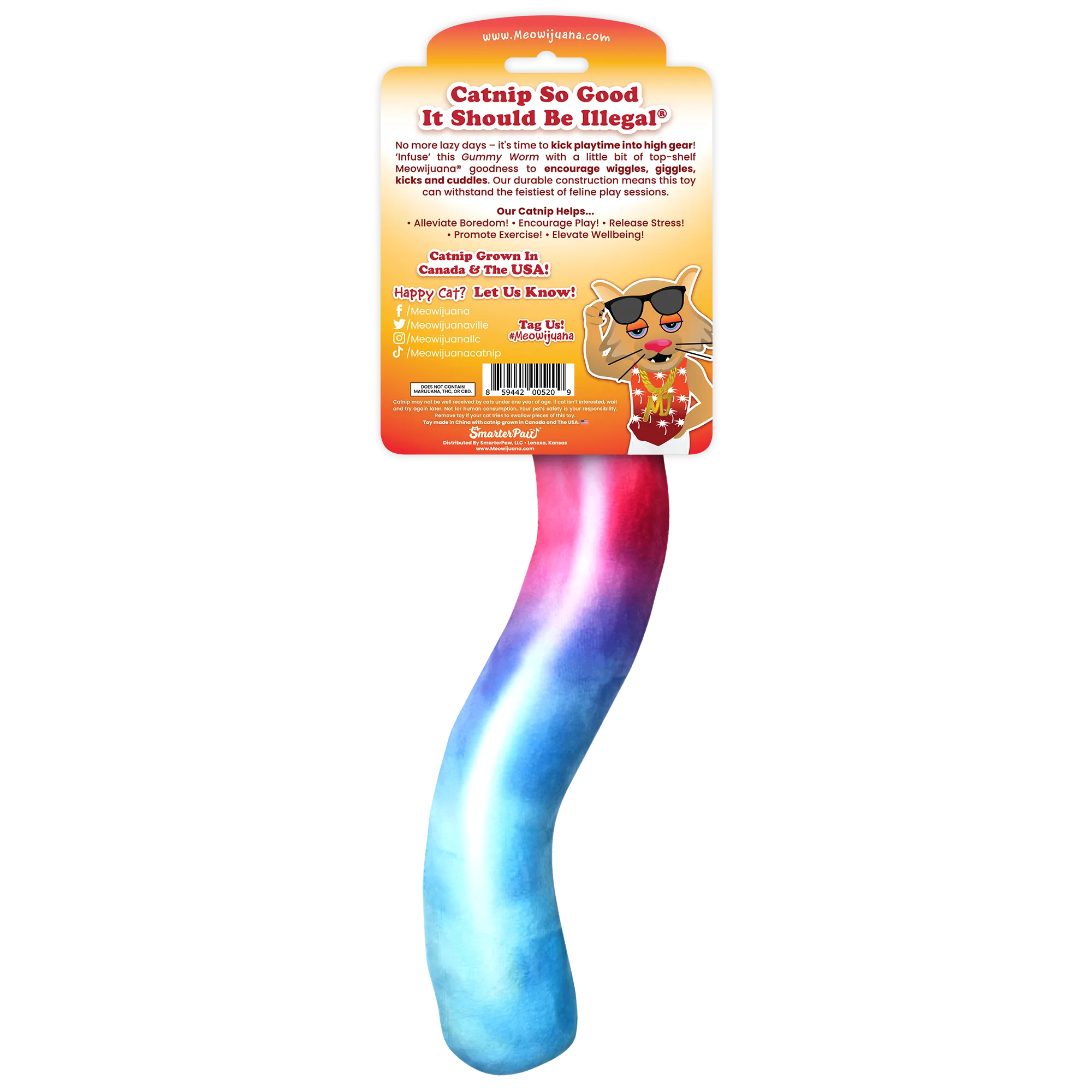 Get Kickin' Gummy Worm Refillable Kicker Cat Toy