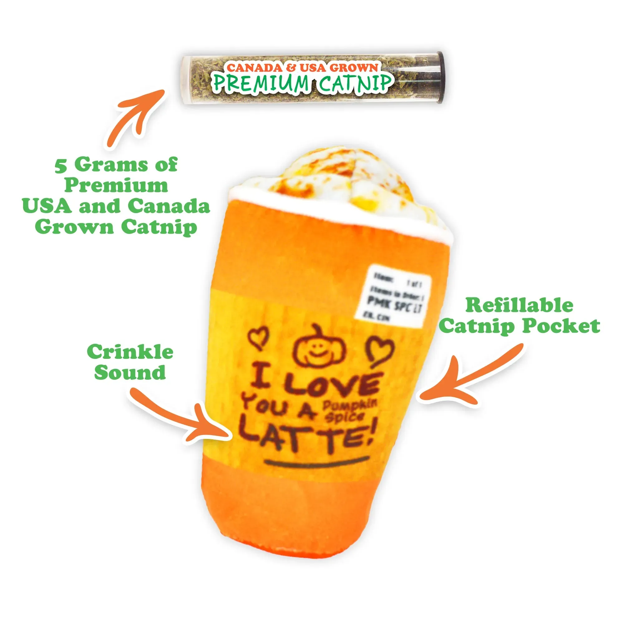 Get Spooked Pumpkin Spice Latte Refillable Cat Toy