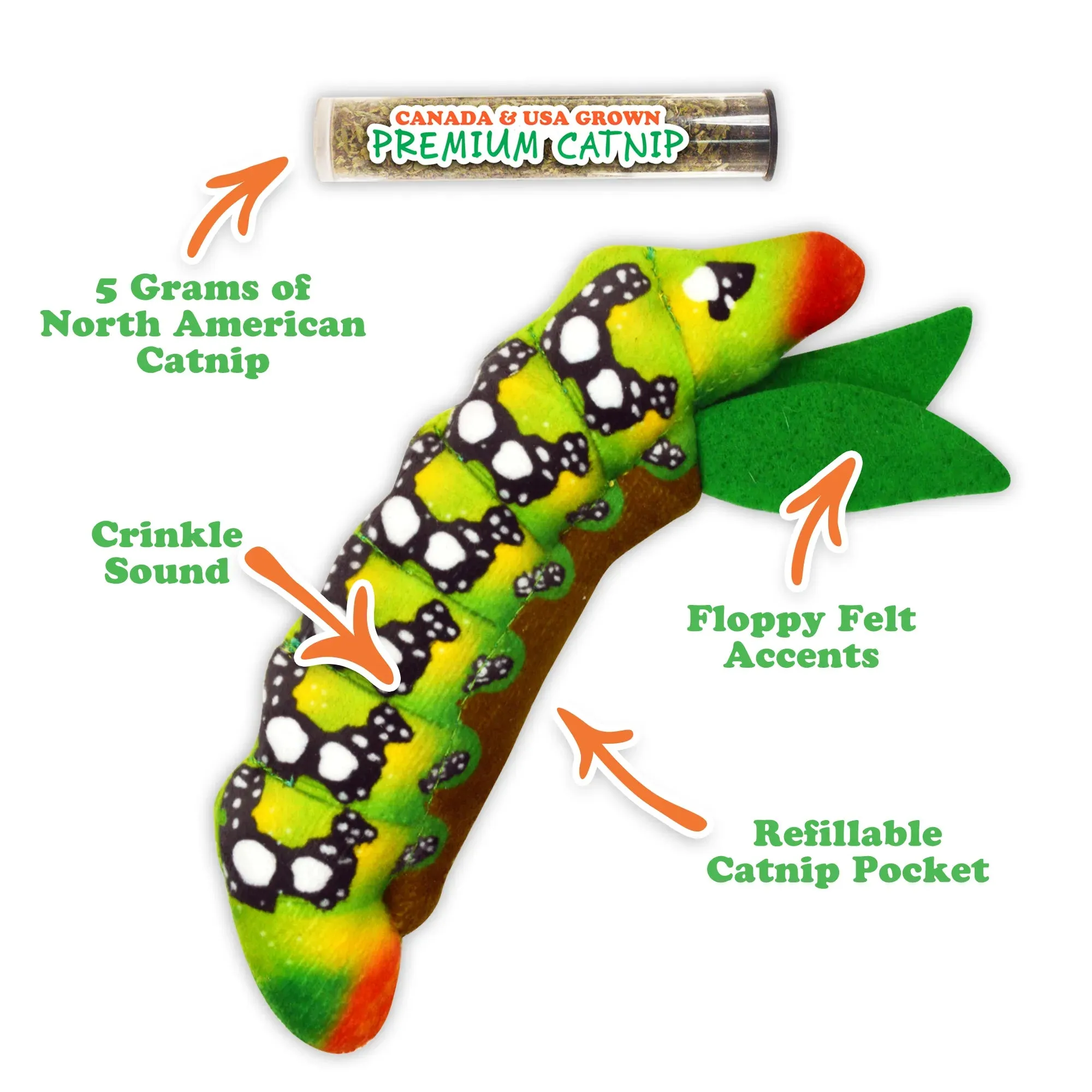 Get Sprung Caterpillar Refillable Cat Toy
