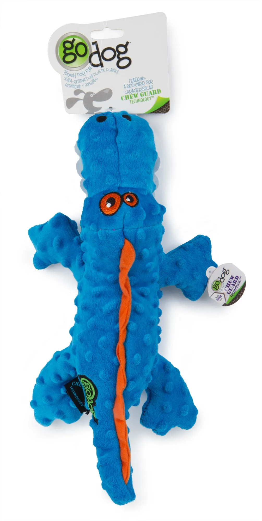 goDog - PlayClean Gator Squeaker Plush Dog Toy