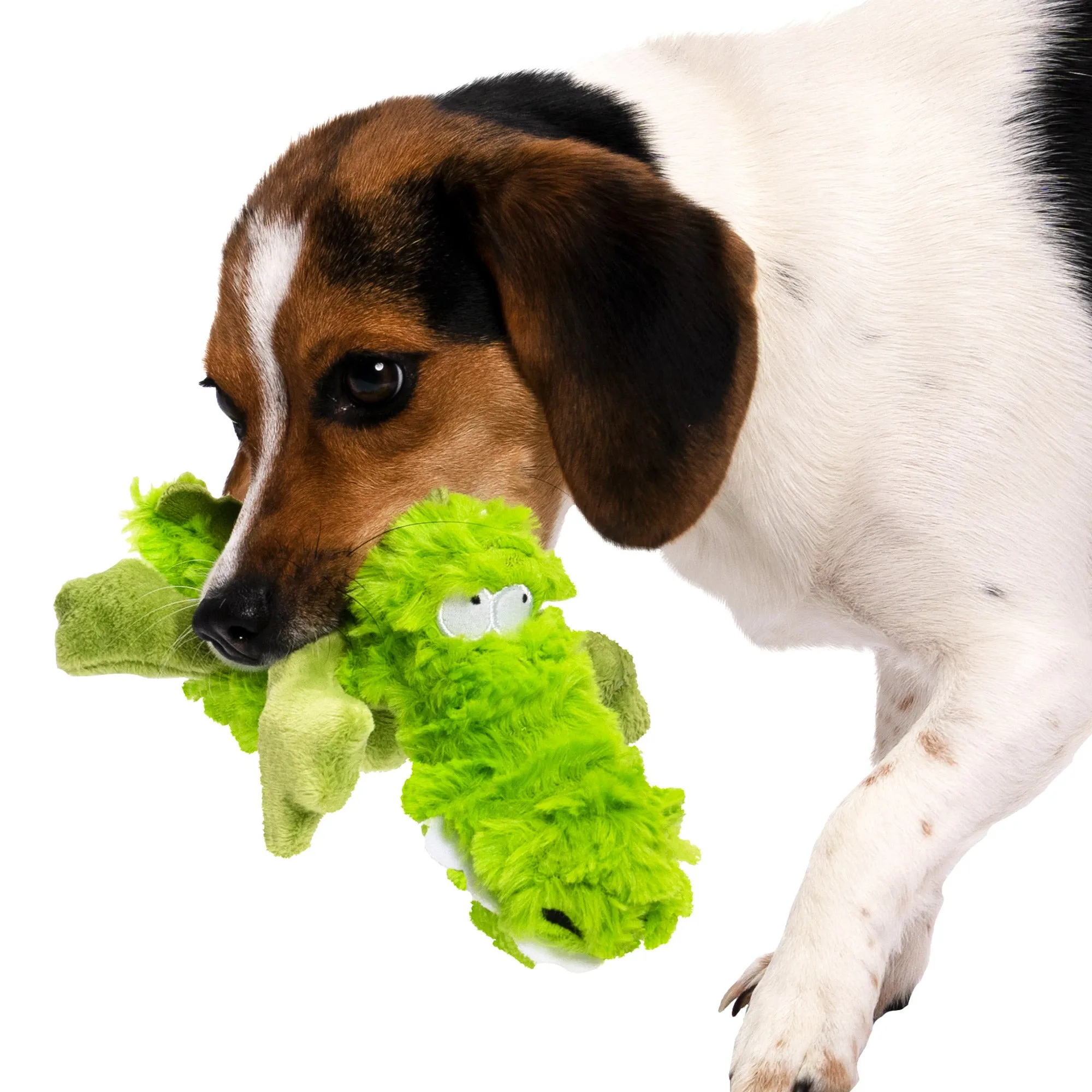 goDog - PlayClean Gator Squeaker Plush Dog Toy