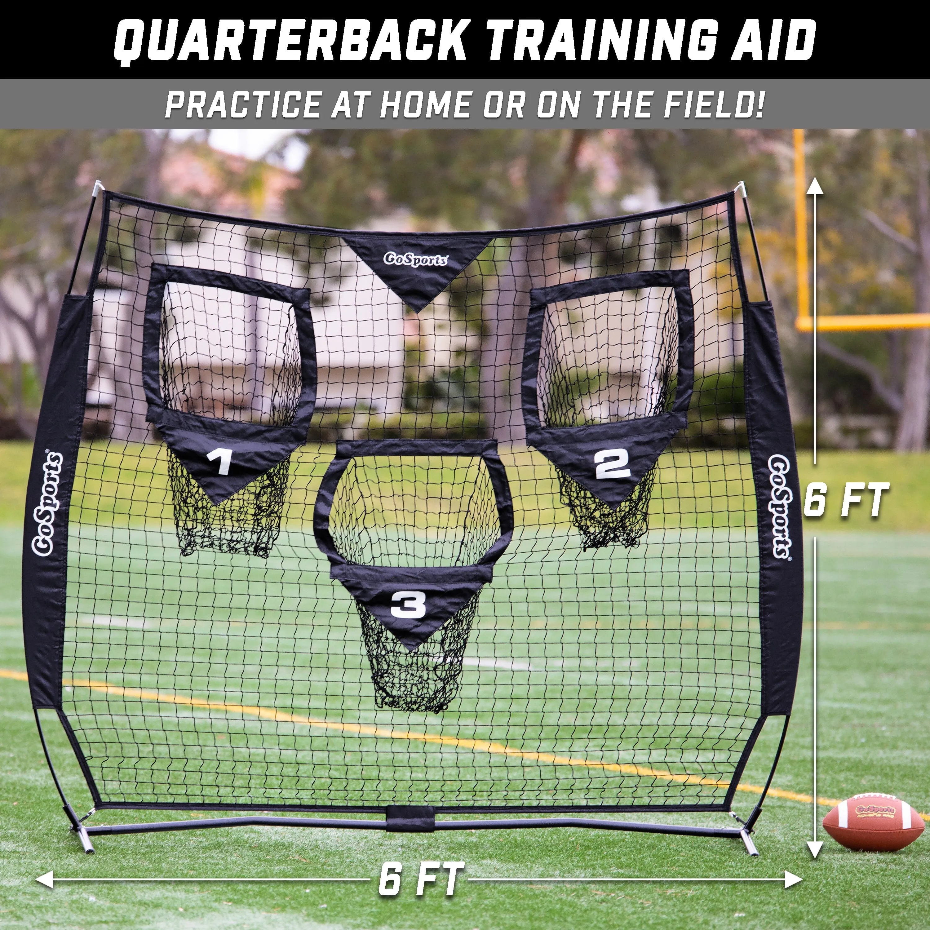 GoSports 6 x 6 ft Football Throwing Net - Black