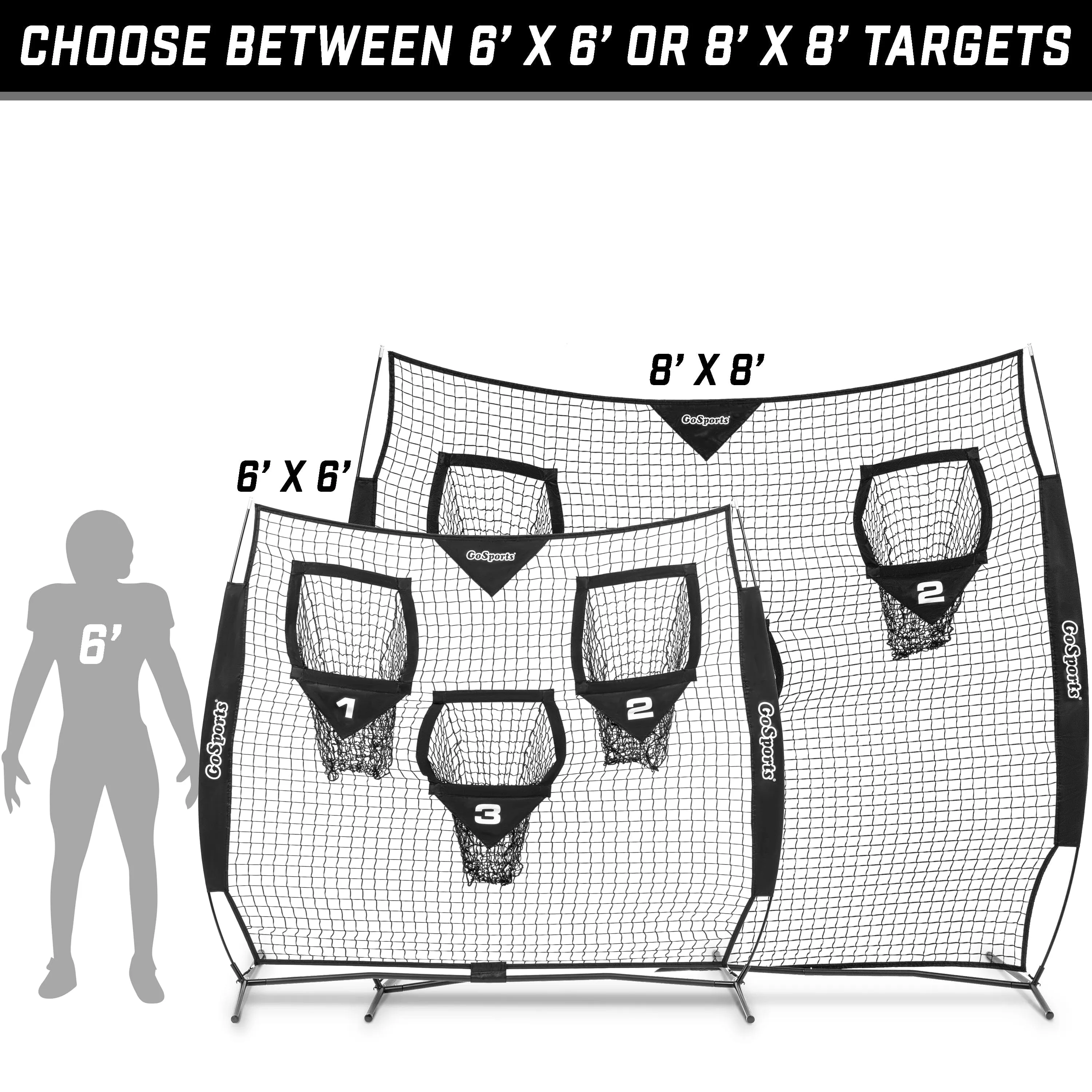 GoSports 6 x 6 ft Football Throwing Net - Black
