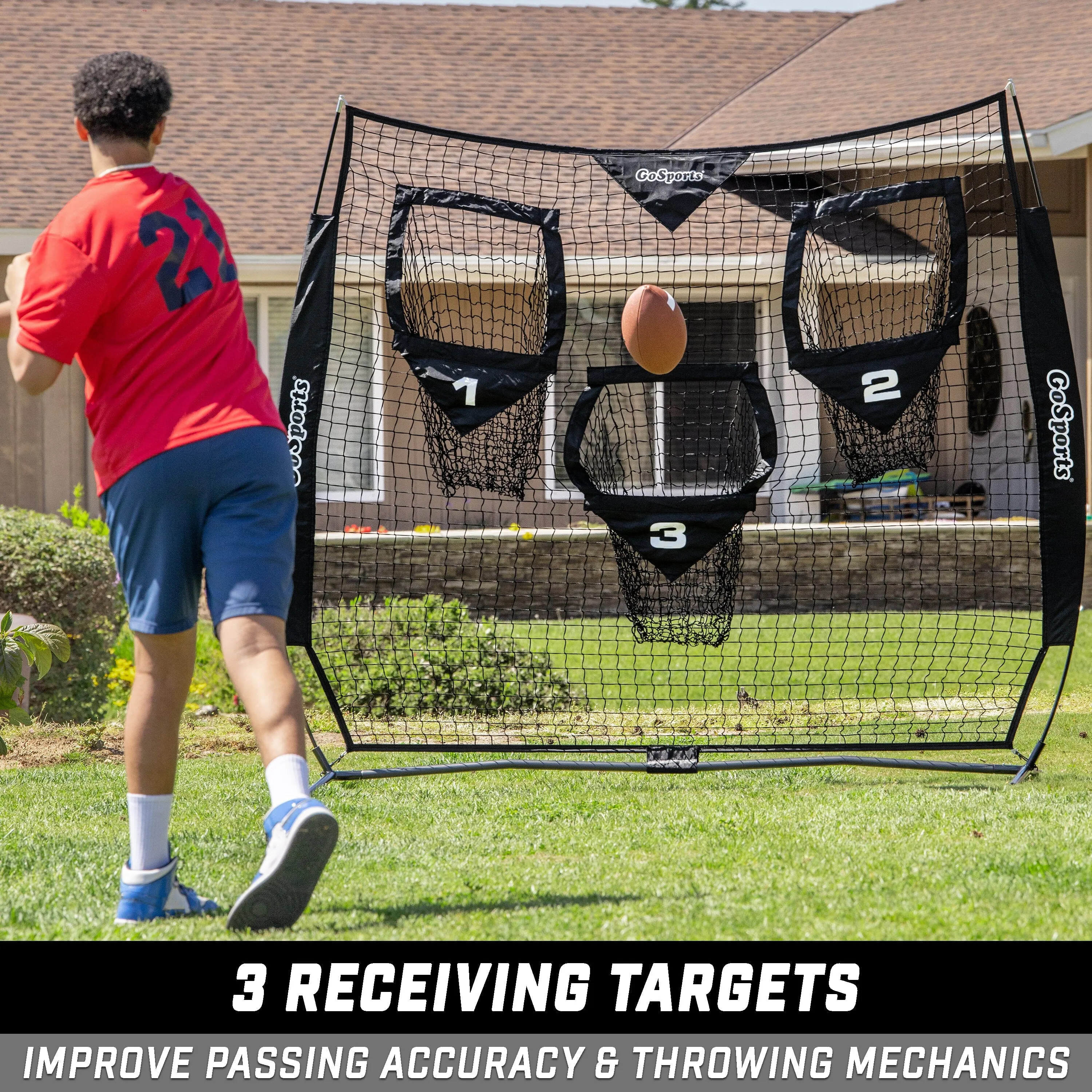 GoSports 6 x 6 ft Football Throwing Net - Black