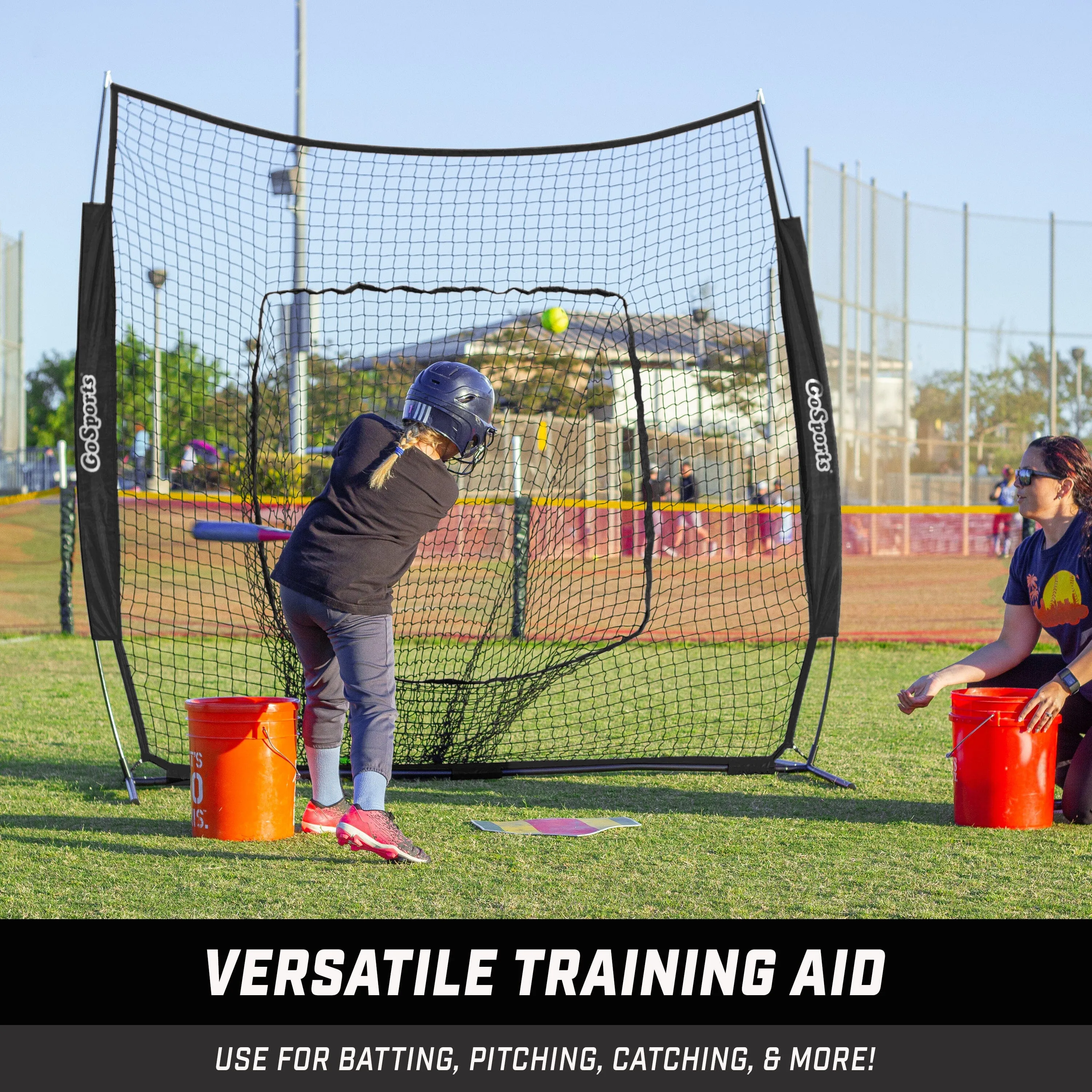 GoSports 7 ft x 7 ft Baseball & Softball Practice Hitting & Pitching Net