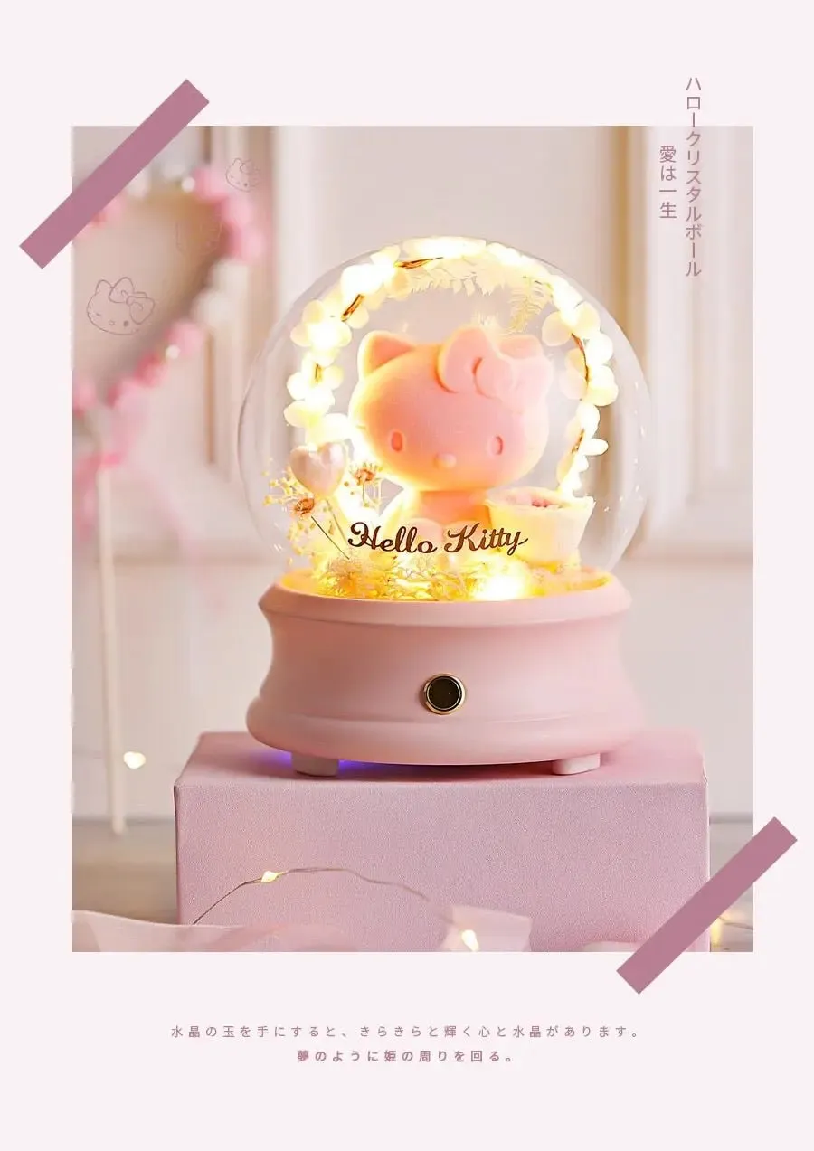Hello Kitty Speaker with Preserved Fresh Flower Night Light