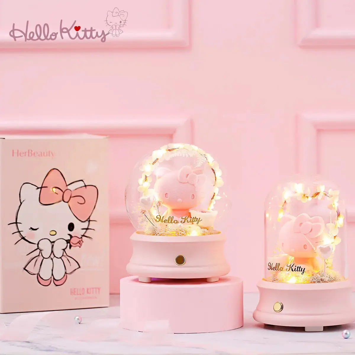 Hello Kitty Speaker with Preserved Fresh Flower Night Light