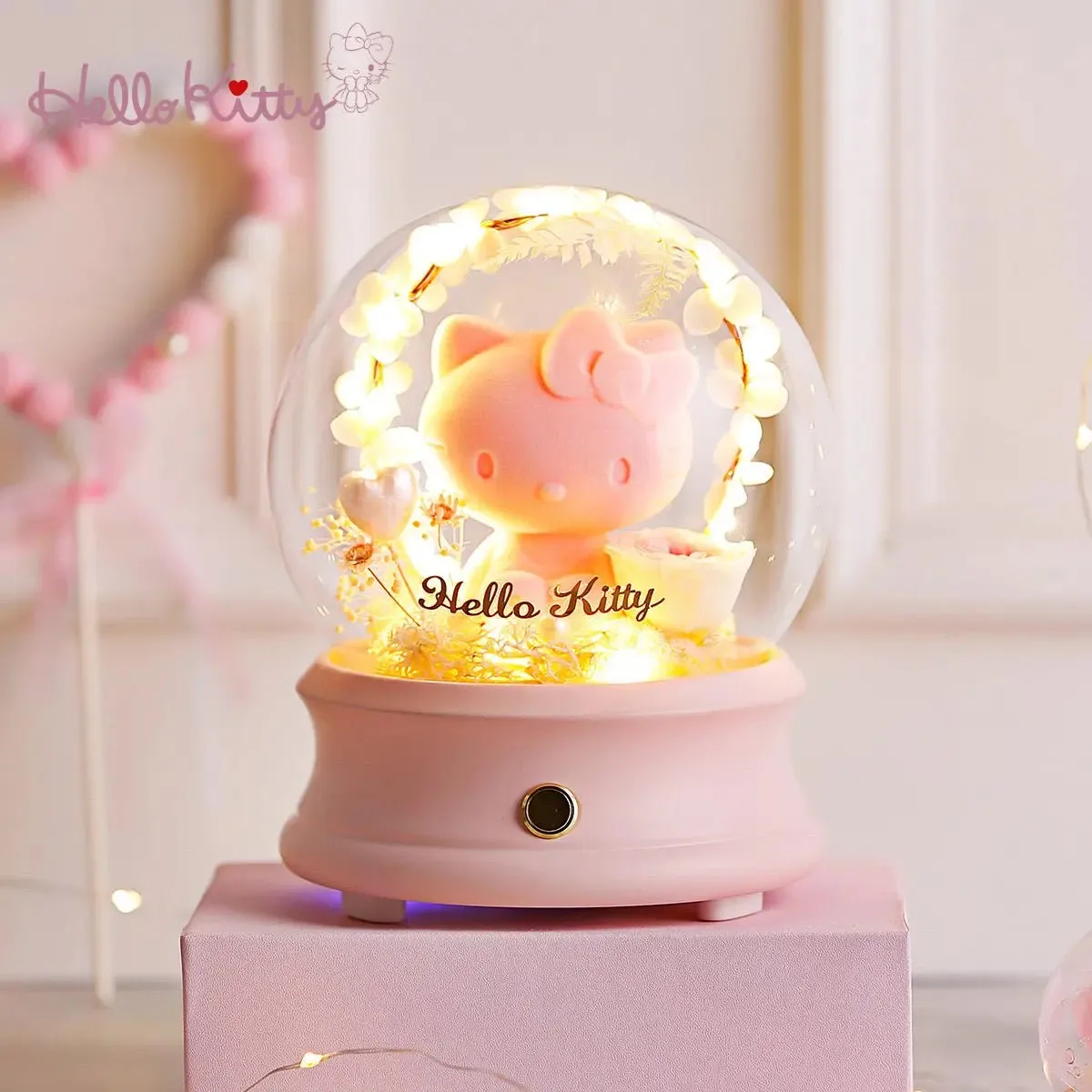 Hello Kitty Speaker with Preserved Fresh Flower Night Light