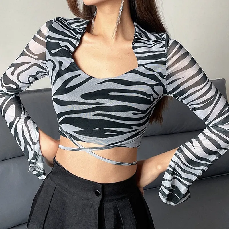 Joskaa 2024 Gothic Y2K Women's T-Shirts Long Sleeve Short Tops See-Through Hollow Out Slim-Fit Short Blouse Solid Color Navel Pullover