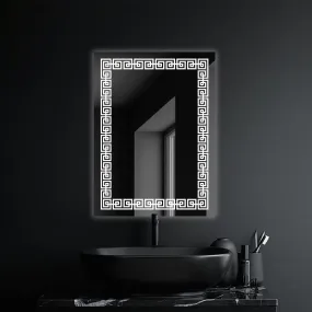KAMAL INTERIORS Premium Frameless Rectangular Mirror for Wall | Led Mirror with Light,18×24 Inches | Decorative Light Mirrors for Bathrooms (Led Mirror)