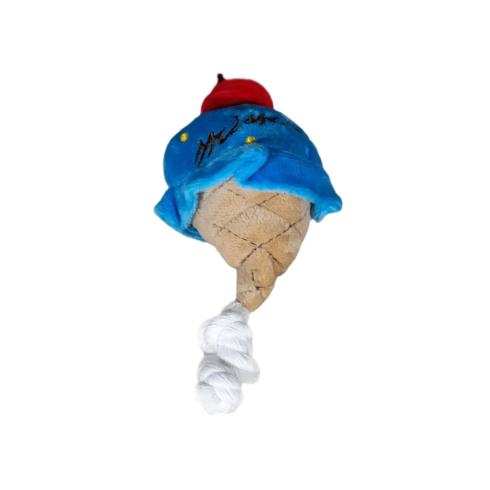 Kanu Pet Plush Blue Ice Cream Cone Dog Toy