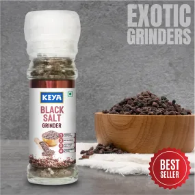 Keya Black Salt Grinder 100g | Perfect for Enhancing the Flavor of Chaats, Chutneys, Salads, Fruits, Grilled Chicken & More | Seasoning for Everyday Cooking & Garnishing
