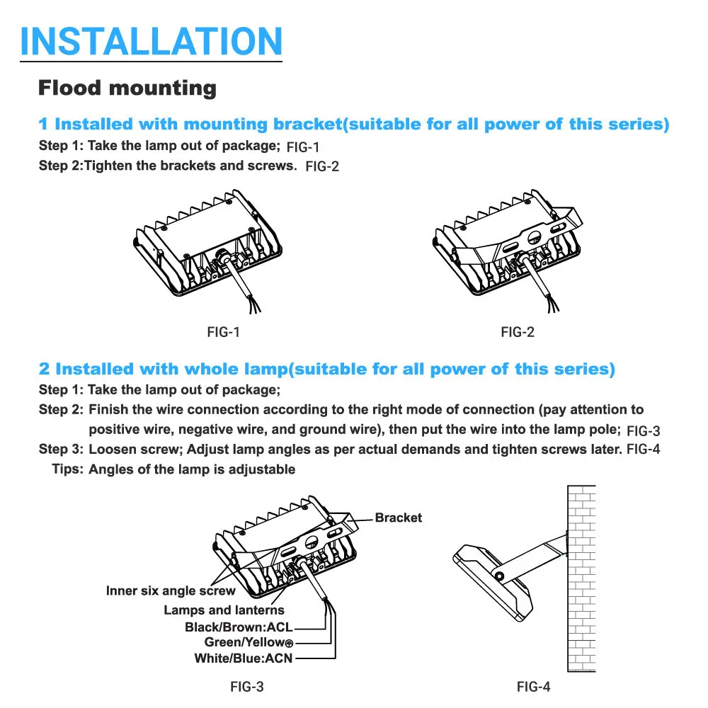 LED Flood Light 50W - 250W Equivalent Bronze Finish - U-Bracket Mount - 6250 Lumens - 5700K DLC Approved