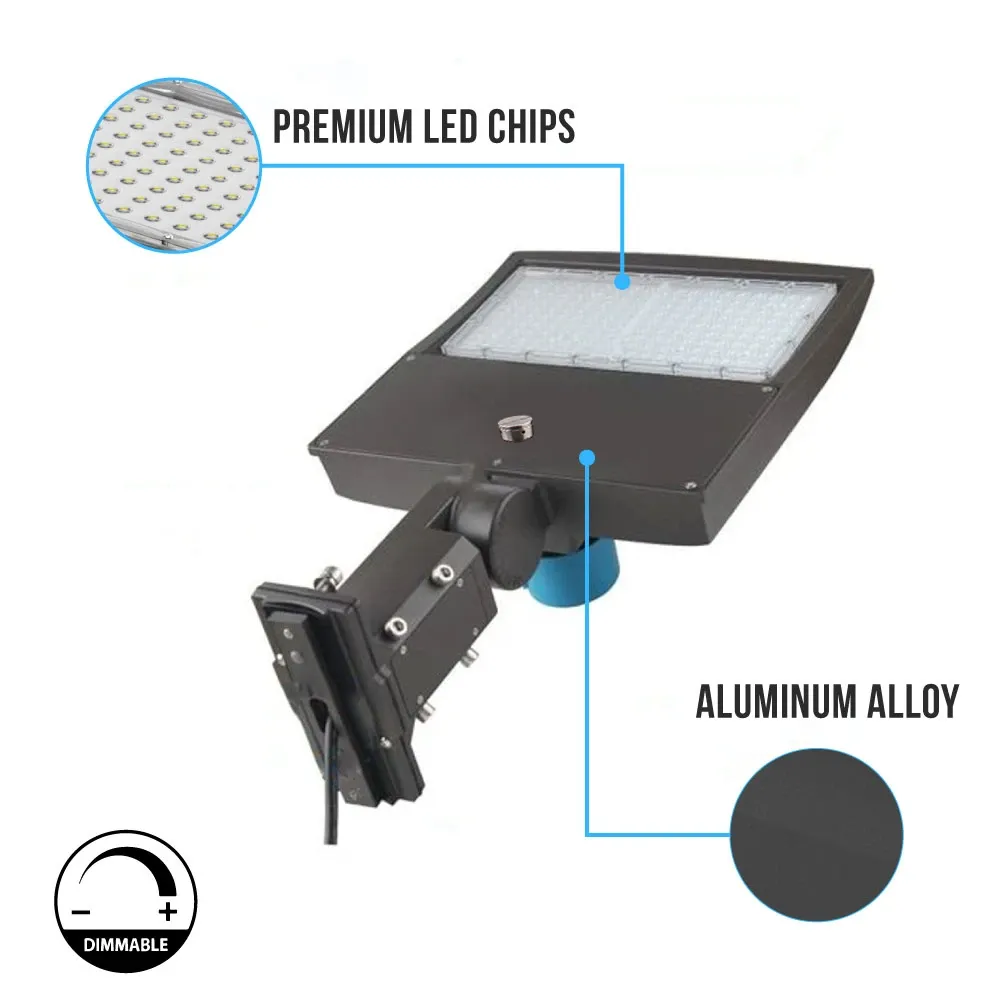 LED Pole Light with Dusk to Dawn Photocell, 150W/120W/100W Wattage Adjustable, 4000K, Universal Mount, Bronze, AC120-277V, IP65 Waterproof, LED Parking Lot Lights - Outdoor Commercial Area Street Lighting, Gen14B
