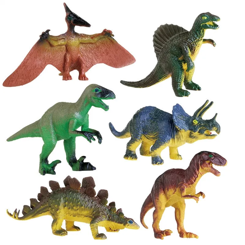 LEORX 6pcs Dinosaurs Tyrannosaurus Stegosaurus Triceratops Utahraptor Pterosaur Spinosaurus Educational Toy