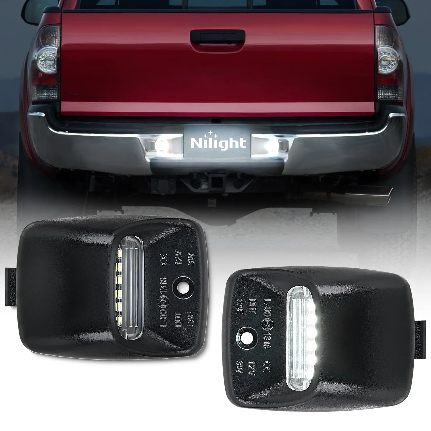License Plate Lights Compatible with 2005 2006 2007 2008 2009 2010 2011 2012 2013 2014 2015 Toyota Tacoma 2000-2013 Tundra Black Housing 6000K White 2PCS Pack