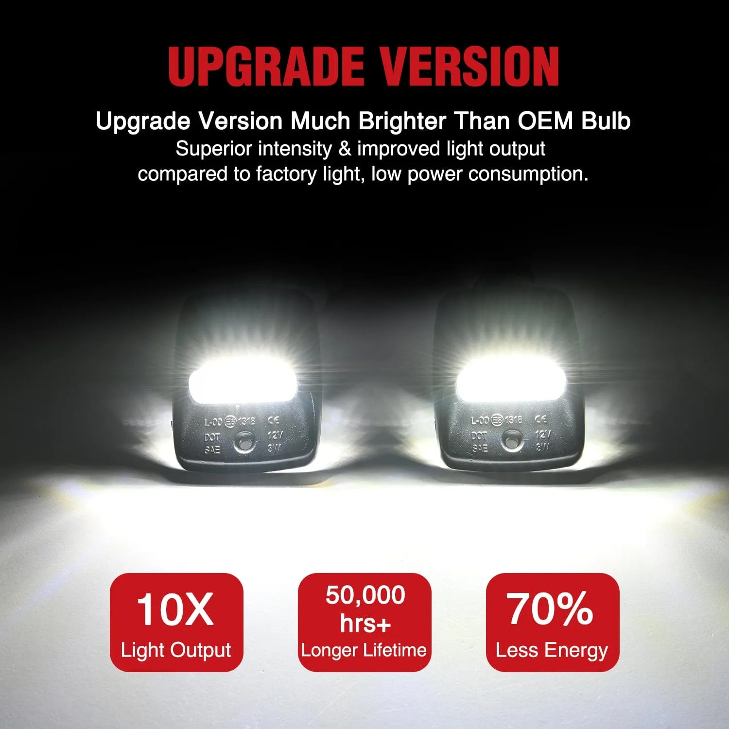 License Plate Lights Compatible with 2005 2006 2007 2008 2009 2010 2011 2012 2013 2014 2015 Toyota Tacoma 2000-2013 Tundra Black Housing 6000K White 2PCS Pack