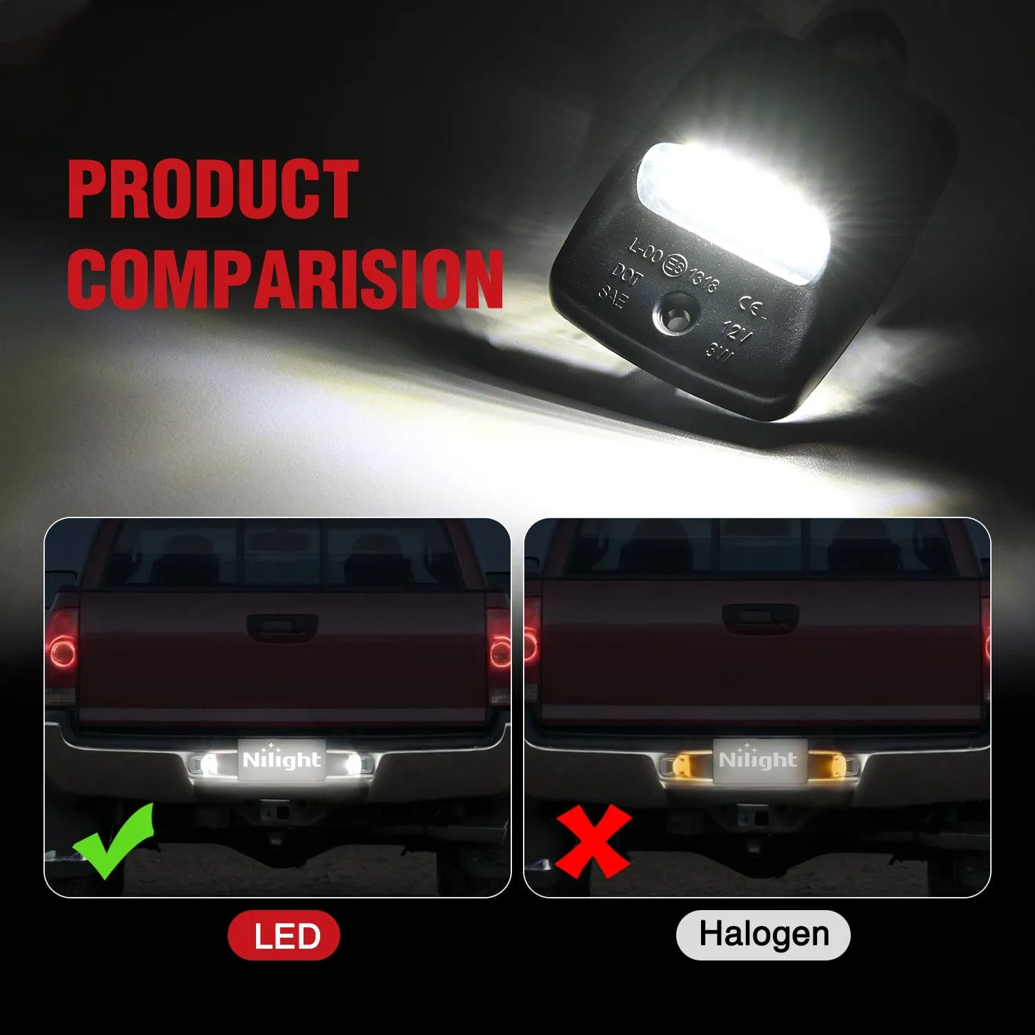 License Plate Lights Compatible with 2005 2006 2007 2008 2009 2010 2011 2012 2013 2014 2015 Toyota Tacoma 2000-2013 Tundra Black Housing 6000K White 2PCS Pack