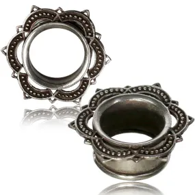 Mandala Ear Tunnels - White Brass
