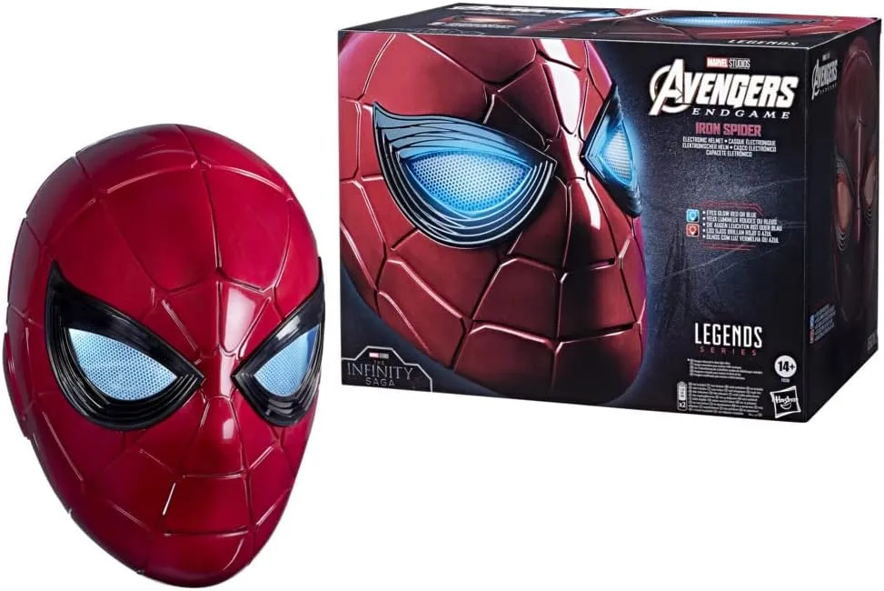 Marvel Legends Series Iron Spider Electronic Helmet with Glowing Eyes, 6 Light Settings and Adjustable Fit , Red