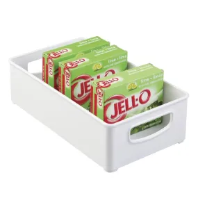 mDesign Plastic Kitchen Pantry Cabinet, Refrigerator or Freezer Food Storage Bins with Handles - Organizer for Fruit, Yogurt, Snacks, Pasta - 6" Wide - White