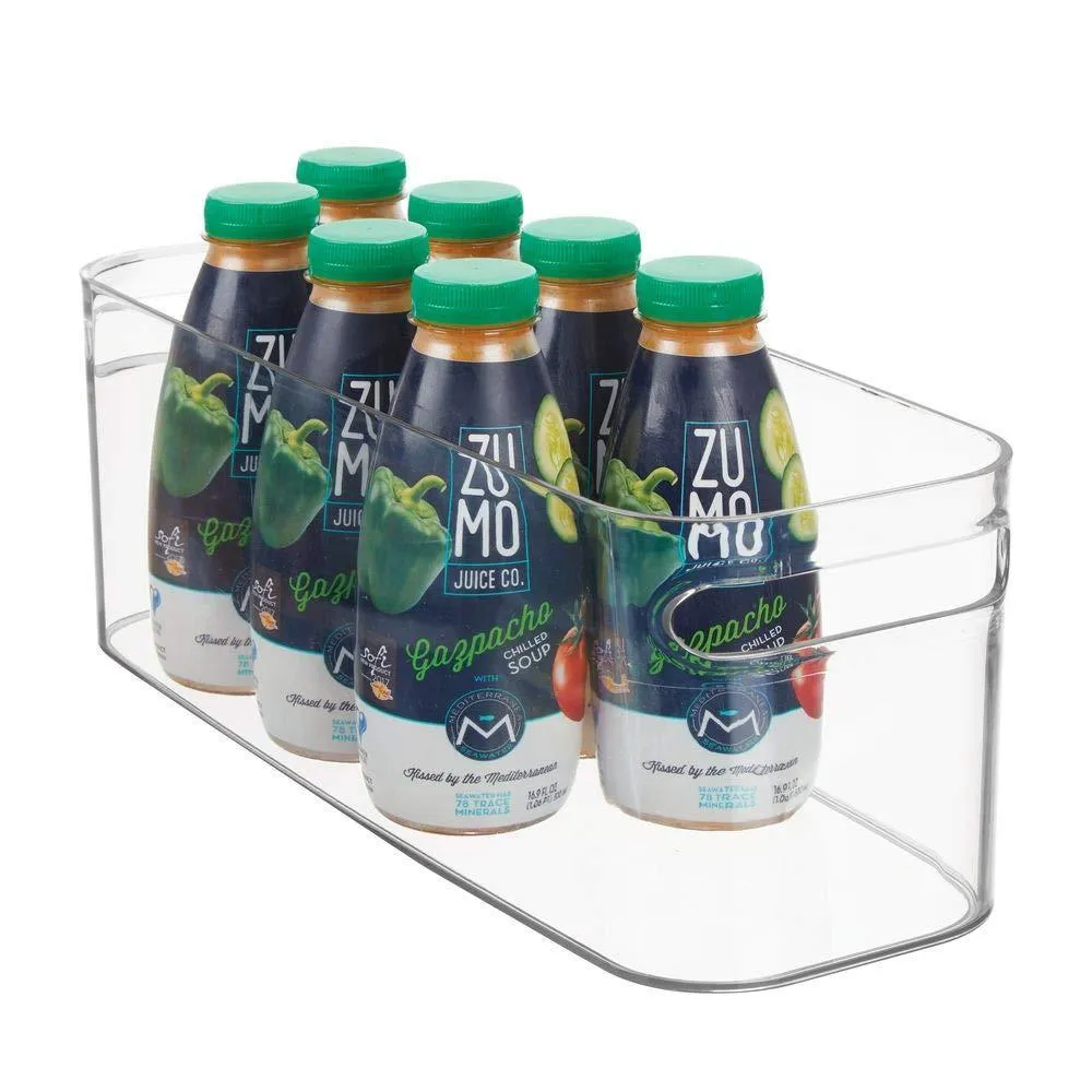 mDesign Plastic Kitchen Under Sink, Refrigerator or Freezer Food Storage Bin with Handles - Organizer for Fruit, Yogurt, Snacks, Pasta - Food Safe, BPA Free - 4 Pack - Clear