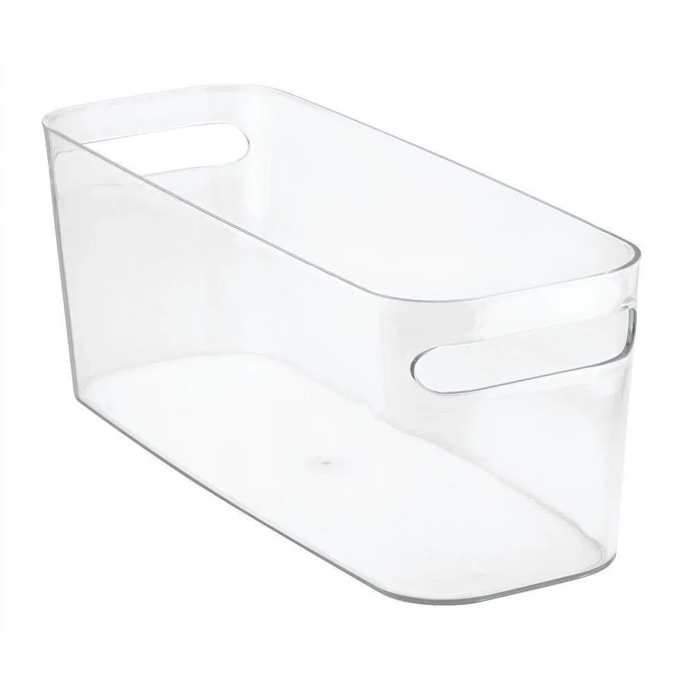 mDesign Plastic Kitchen Under Sink, Refrigerator or Freezer Food Storage Bin with Handles - Organizer for Fruit, Yogurt, Snacks, Pasta - Food Safe, BPA Free - 4 Pack - Clear