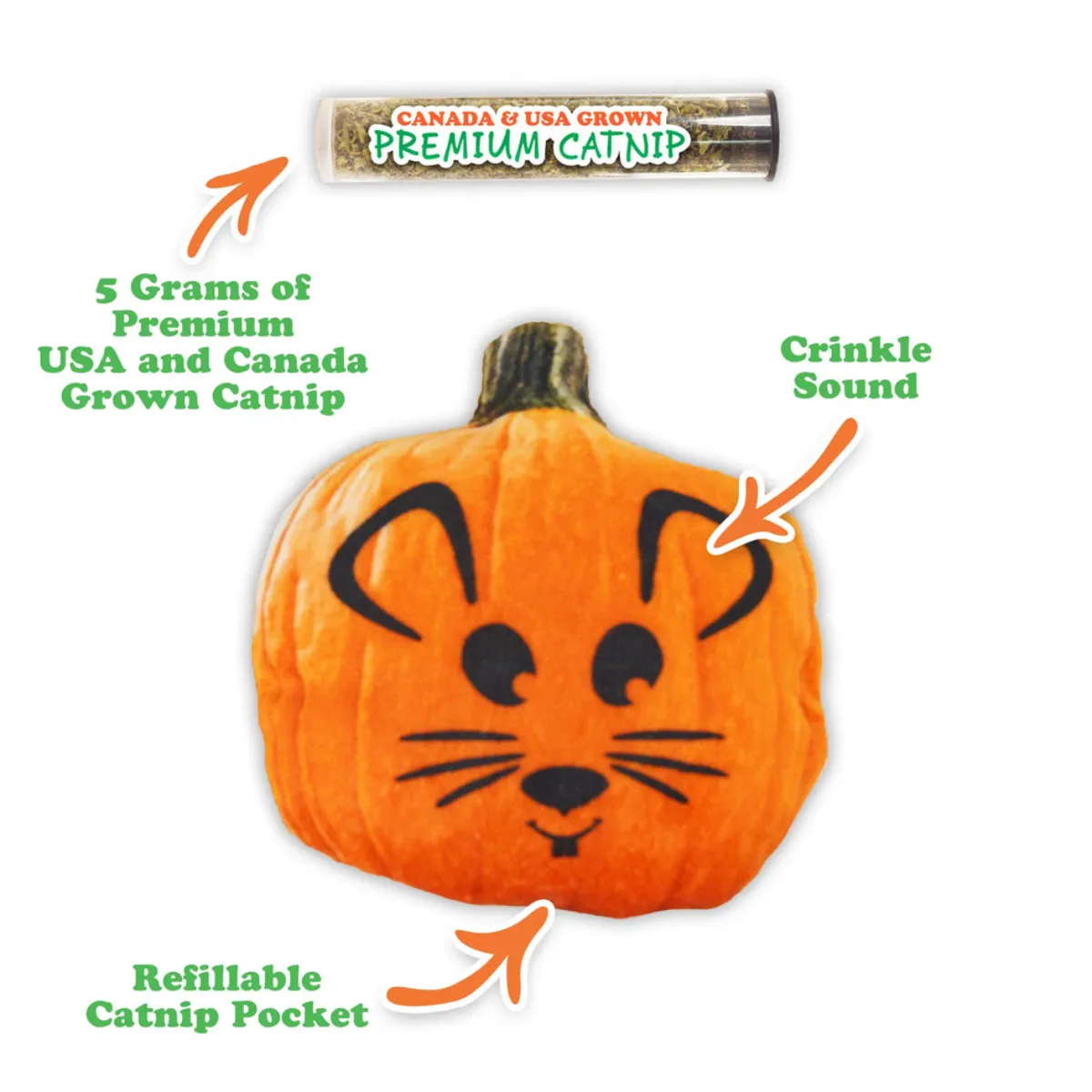 MeowIjuana Get Spooked Pumpkin Refillable Cat Toy