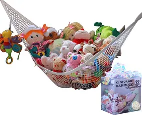 MiniOwls Toy Storage Hammock (White, X-Large)