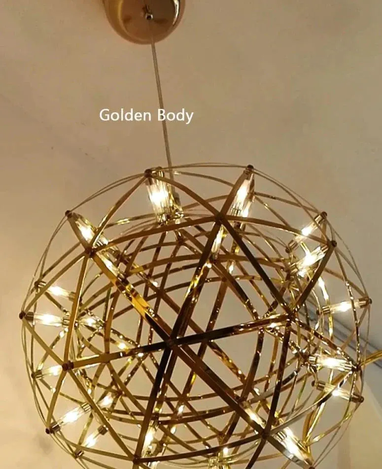 Modern Brief Loft Spark Ball LED Pendant Light Fixture Firework Ball Stainless Steel Pendant Lamps Home Deco Lighting