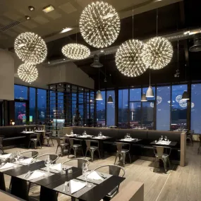 Modern Brief Loft Spark Ball LED Pendant Light Fixture Firework Ball Stainless Steel Pendant Lamps Home Deco Lighting