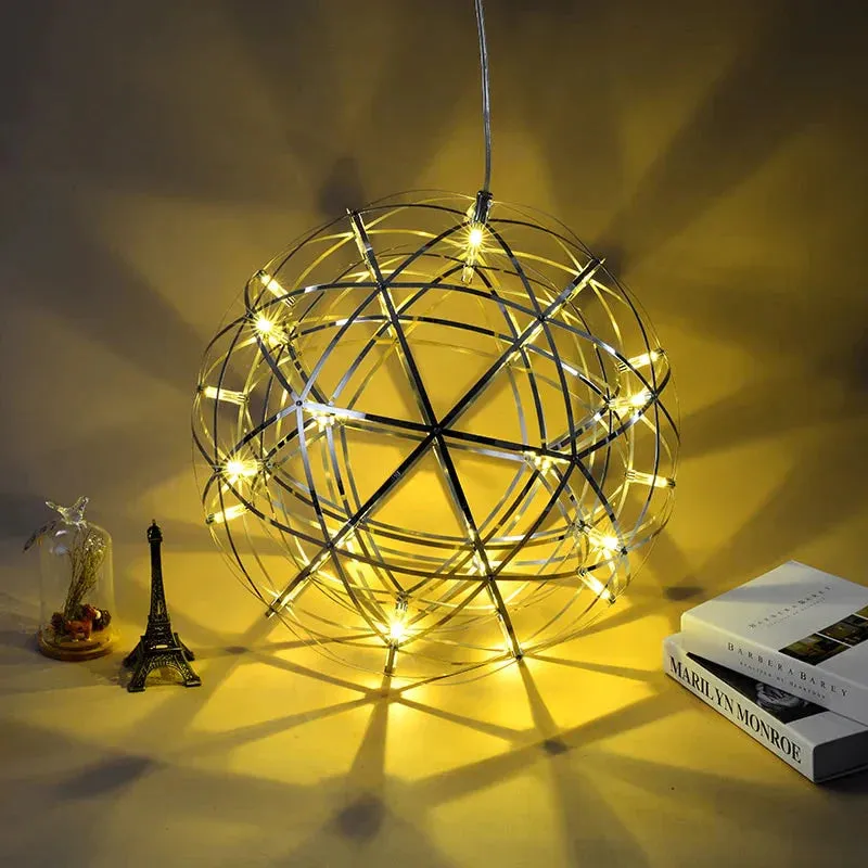Modern Brief Loft Spark Ball LED Pendant Light Fixture Firework Ball Stainless Steel Pendant Lamps Home Deco Lighting