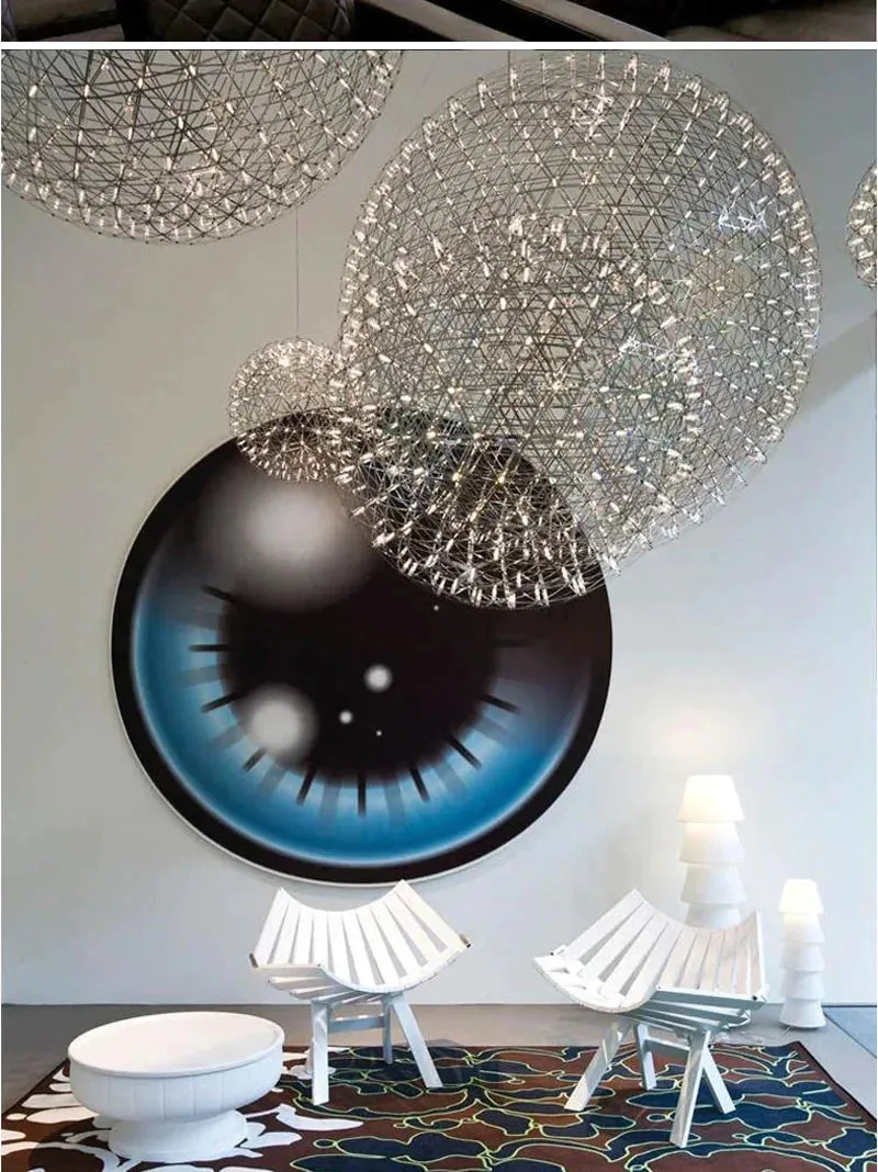 Modern Brief Loft Spark Ball LED Pendant Light Fixture Firework Ball Stainless Steel Pendant Lamps Home Deco Lighting