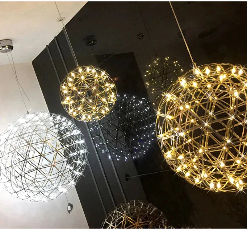 Modern Brief Loft Spark Ball LED Pendant Light Fixture Firework Ball Stainless Steel Pendant Lamps Home Deco Lighting