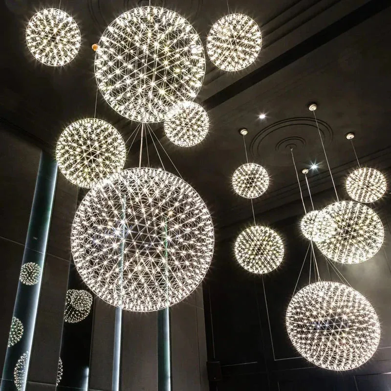 Modern Brief Loft Spark Ball LED Pendant Light Fixture Firework Ball Stainless Steel Pendant Lamps Home Deco Lighting