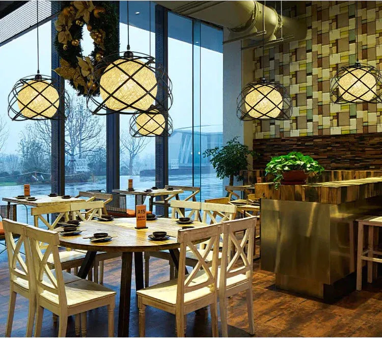 Modern cage pendant light iron minimalist retro Scandinavian loft pyramid pendant lamp metal Hanging Lamp E27 Indoor DD01