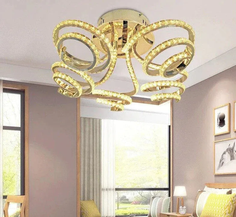 Modern Creative Wreath LED Crystal Pendant Lights Lamparas De Techo Cristal Indoor Lighting For Foyer Bedroom Restaurant