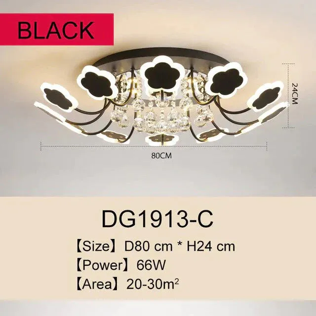 Modern Crystal Pendant Lights White Flower Creative LED Crystal Lamp For Living Room Bedroom Kitchen Dimmable Dining Room Light