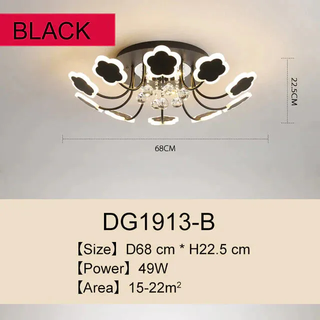 Modern Crystal Pendant Lights White Flower Creative LED Crystal Lamp For Living Room Bedroom Kitchen Dimmable Dining Room Light