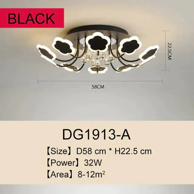 Modern Crystal Pendant Lights White Flower Creative LED Crystal Lamp For Living Room Bedroom Kitchen Dimmable Dining Room Light