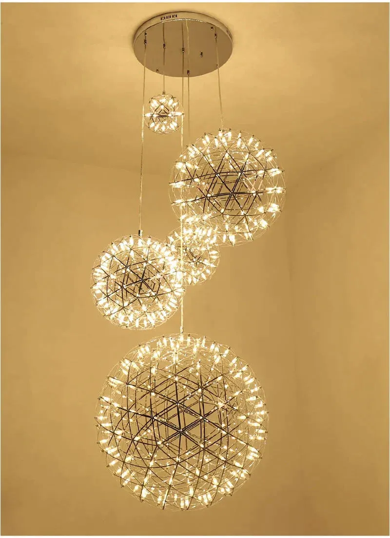 Modern Loft Spark Ball LED Pendant Light Firework Stainless Steel Pendant Lamps
