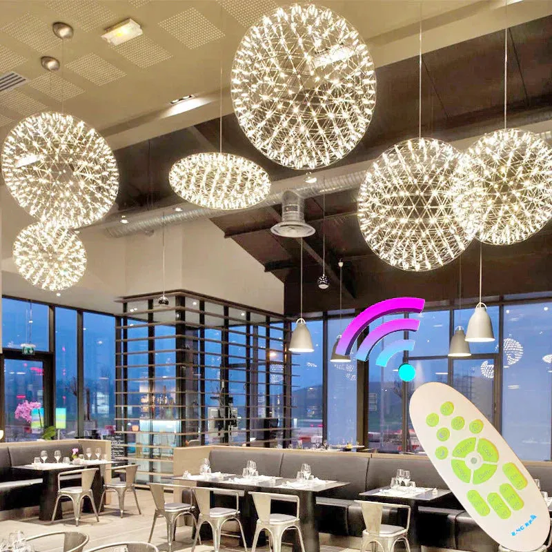 Modern Loft Spark Ball LED Pendant Light Firework Stainless Steel Pendant Lamps