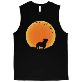 Moon French Bulldog Halloween Costume Funny Mens Muscle Shirt