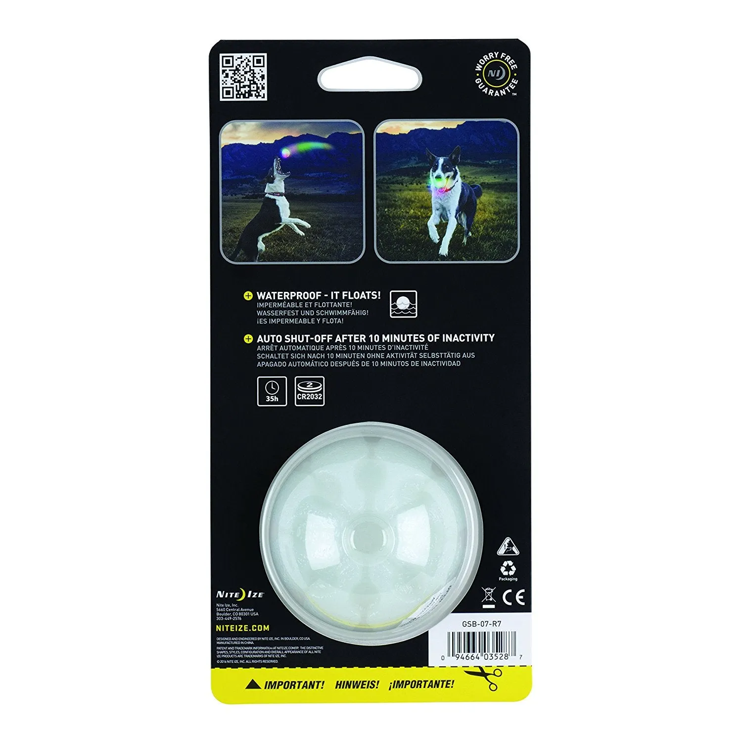 Nite Ize® GSB-07-R7 GlowStreak™ Motion-Activated LED Dog Fetch Ball, Disc-O