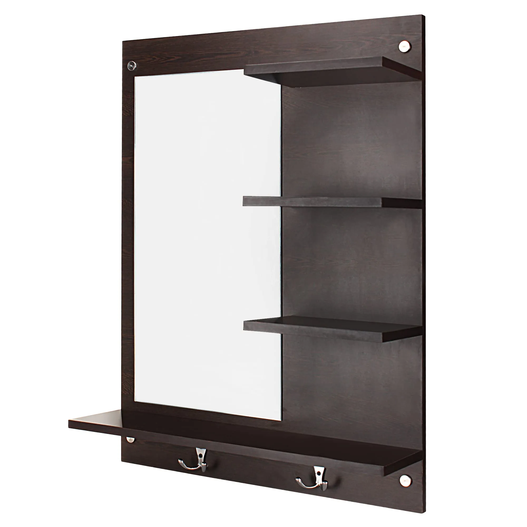 Odestar Wooden Hanging Dressing Mirrors with Shelves - Brown. This Versatile Bathroom Mirror for Wall Decor is Perfect for Any Room, from The Living Room to The Bedroom. Framed, Rectangular