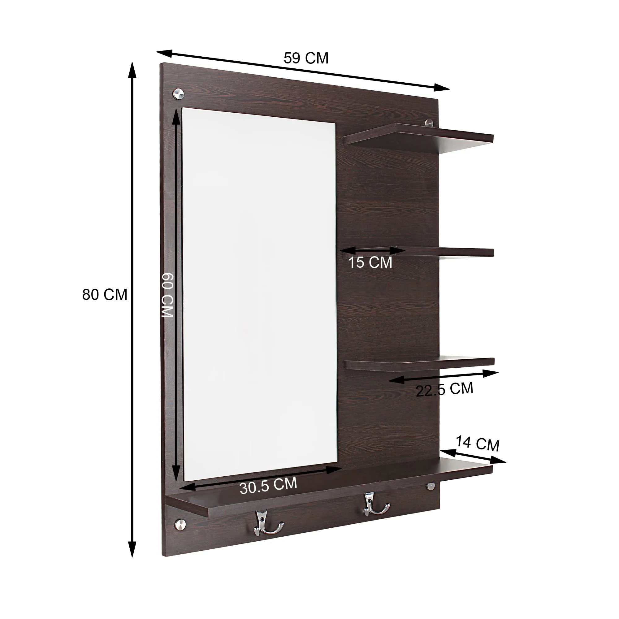 Odestar Wooden Hanging Dressing Mirrors with Shelves - Brown. This Versatile Bathroom Mirror for Wall Decor is Perfect for Any Room, from The Living Room to The Bedroom. Framed, Rectangular