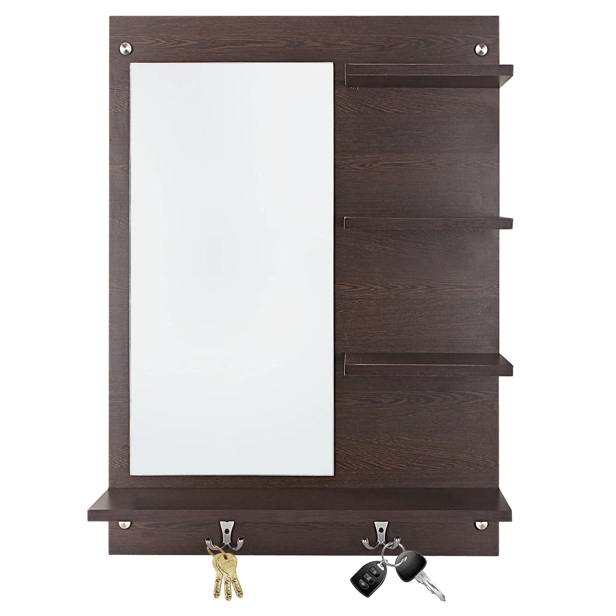 Odestar Wooden Hanging Dressing Mirrors with Shelves - Brown. This Versatile Bathroom Mirror for Wall Decor is Perfect for Any Room, from The Living Room to The Bedroom. Framed, Rectangular