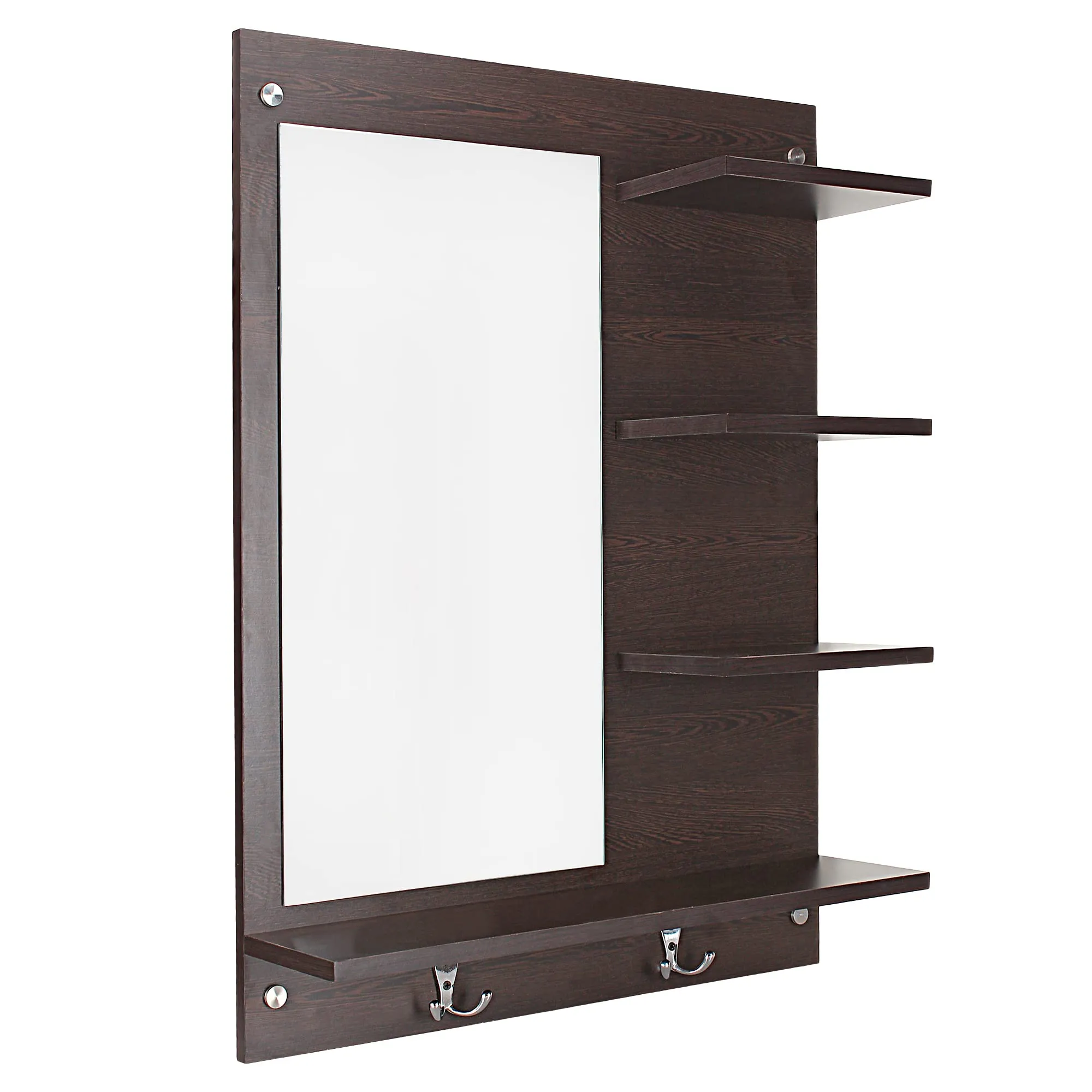 Odestar Wooden Hanging Dressing Mirrors with Shelves - Brown. This Versatile Bathroom Mirror for Wall Decor is Perfect for Any Room, from The Living Room to The Bedroom. Framed, Rectangular
