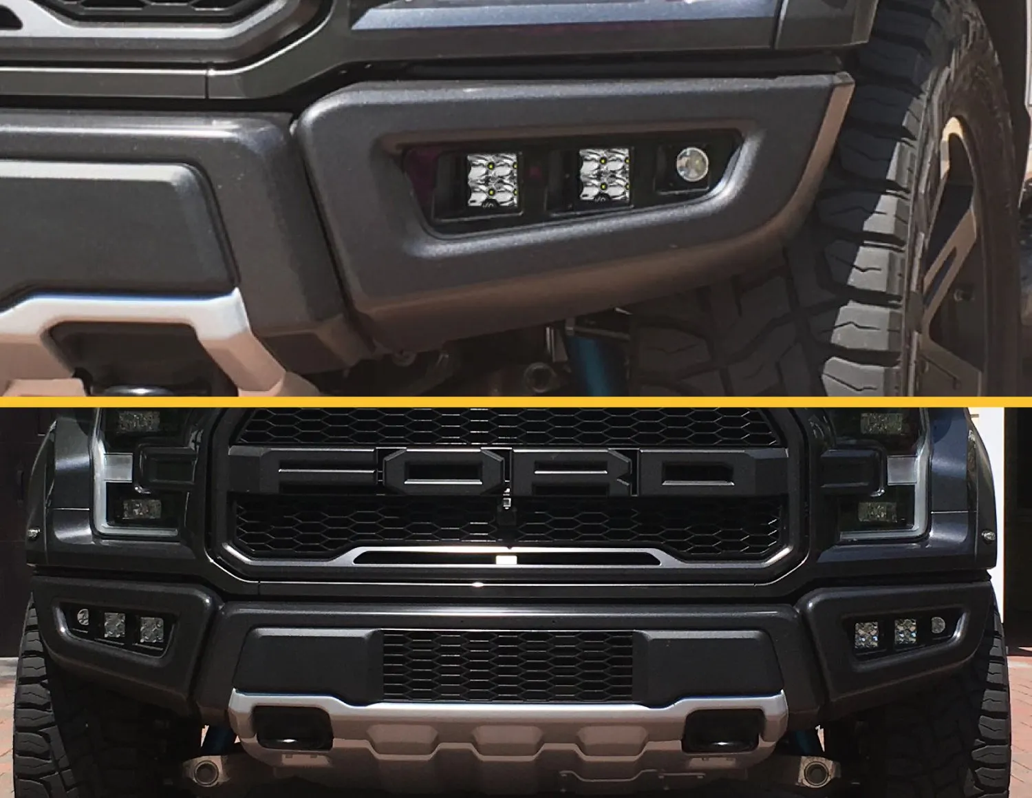 Offroad Alliance - Triple Bezel Fog Light Kit w/ Diode Dynamics SS3 Sport Lights - 2017-2020 Raptor