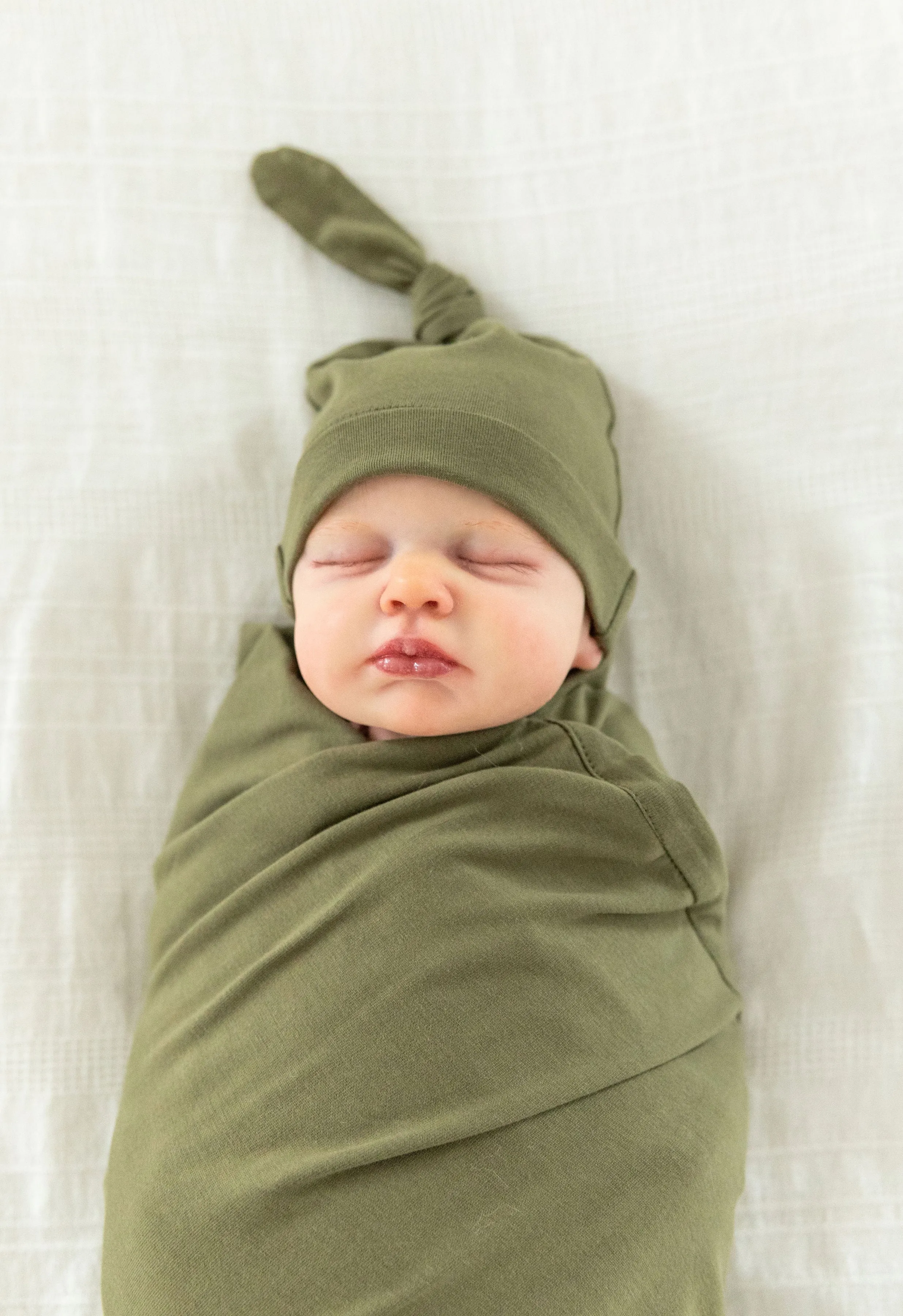 Olive Green Robe, Dad Hat, and Baby Swaddle & Hat Set